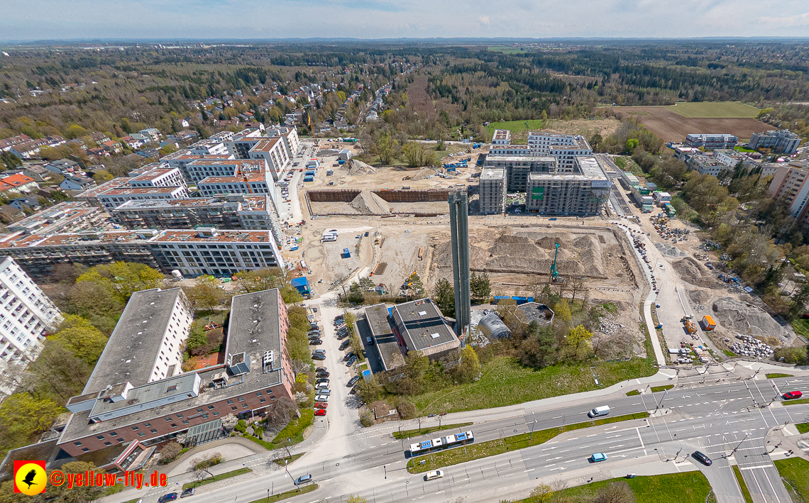 21.04.2023 - Luftbilder von der Baustelle Alexisquartier und Pandion Verde in Neuperlach